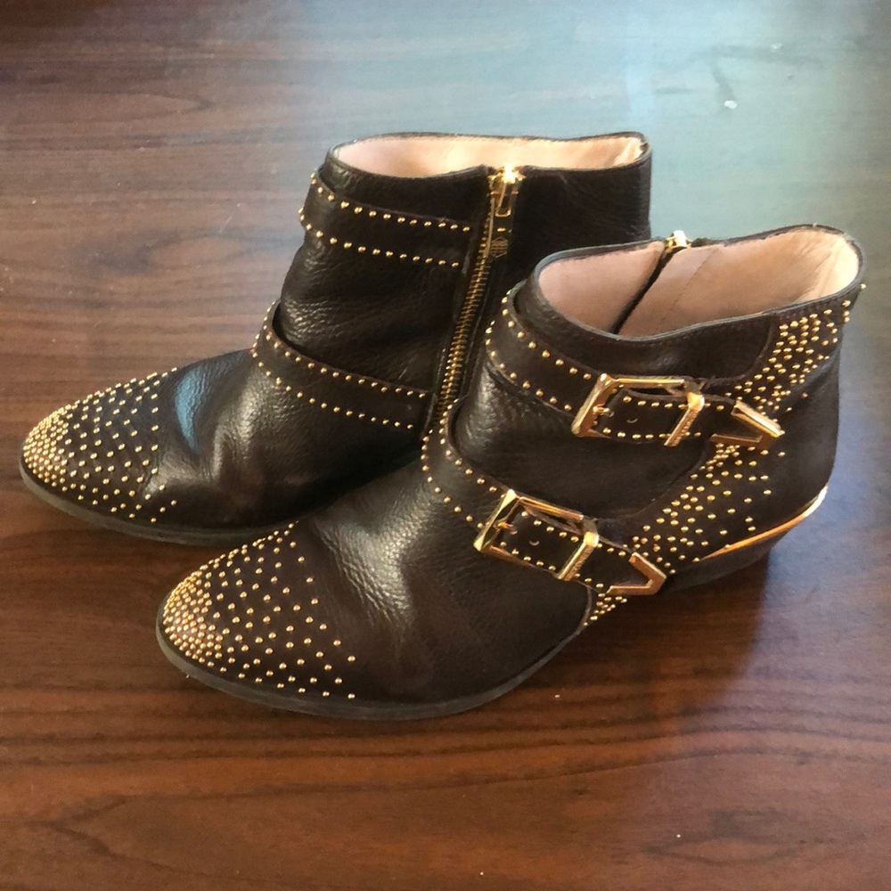 Vince Camuto Tema Ankle Boots with Gold Studs